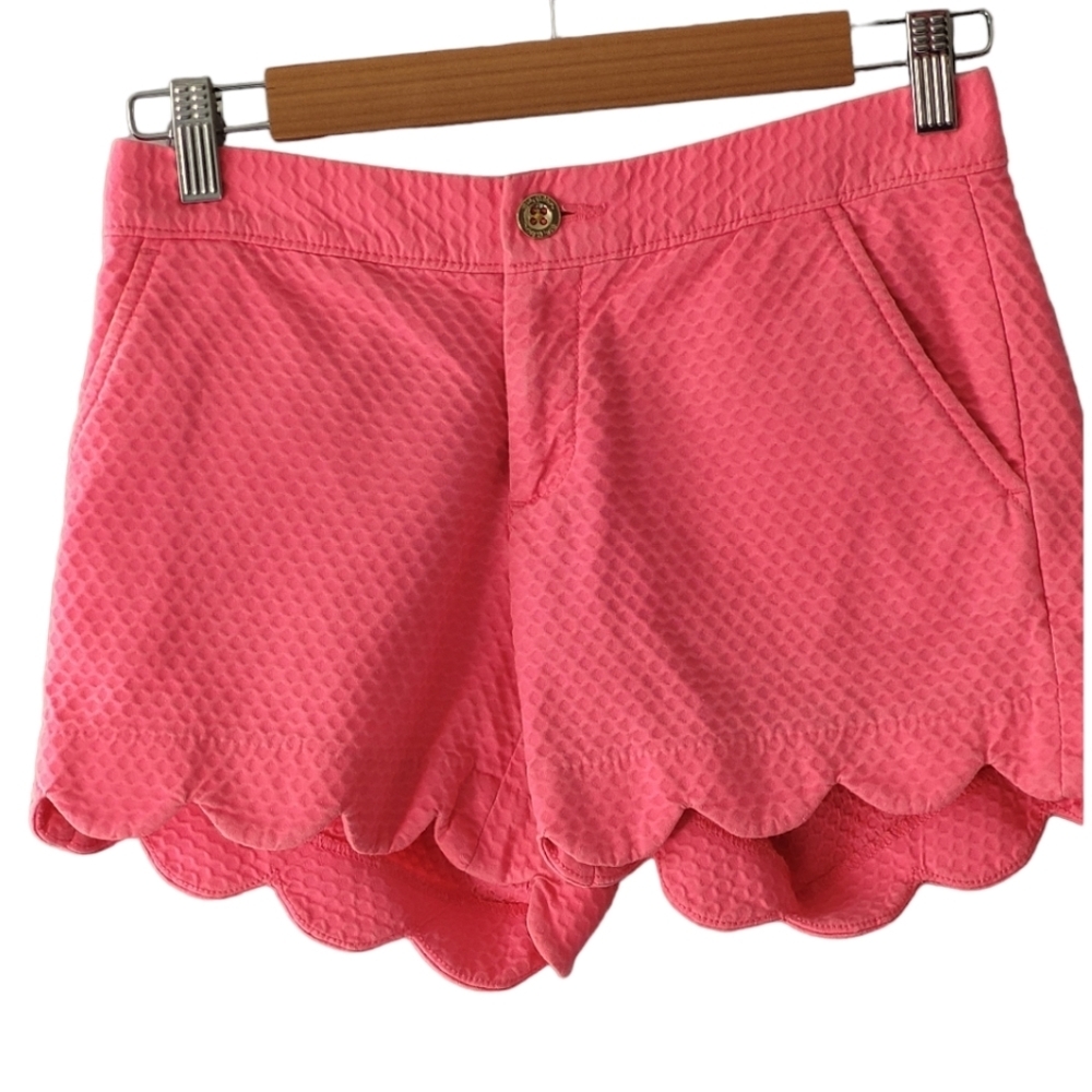 Lilly Pulitzer The Buttercup Short Fuchsia Barbie Pink Scalloped Hem Size 00